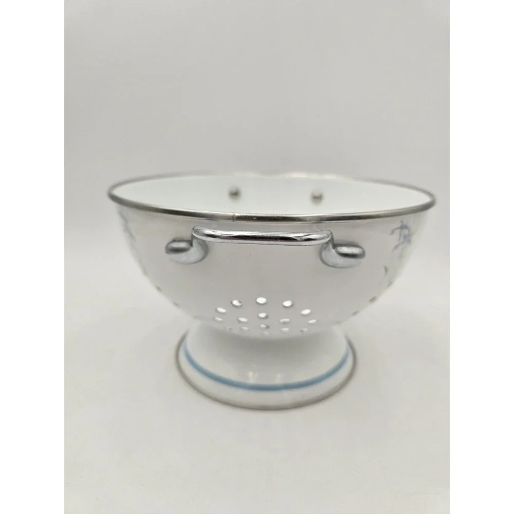 Vintage‎ Corelle Coordinates Shadow Iris Colander Strainer Enamel Metal